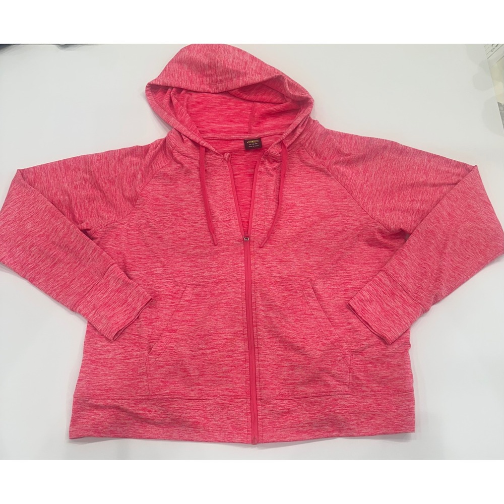 Athletic Works Pink Space Dye Full Zip Hoodie Womens XL 16-18 Thumbholes Active